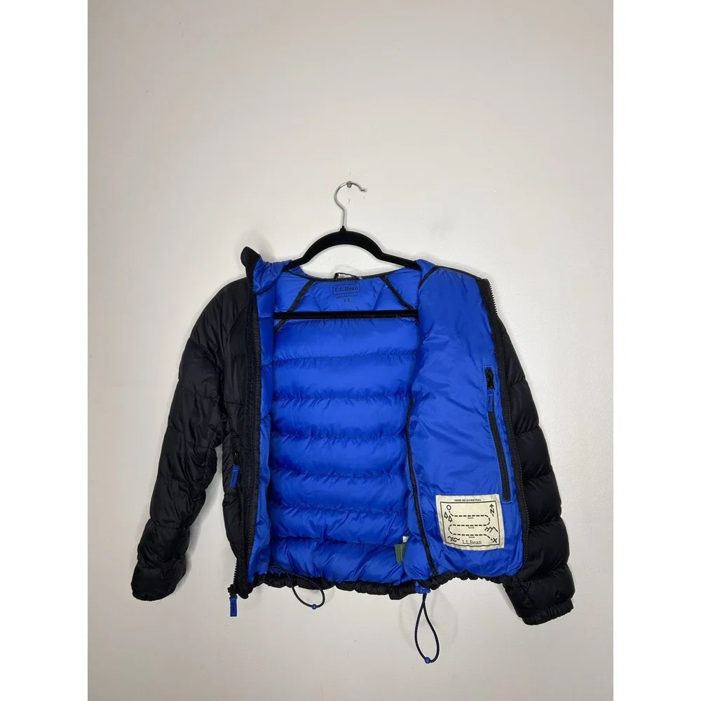 L.L. Bean 650 Fill Down Hooded Jacket Youth Black Stowaway Downtek Size Small 8